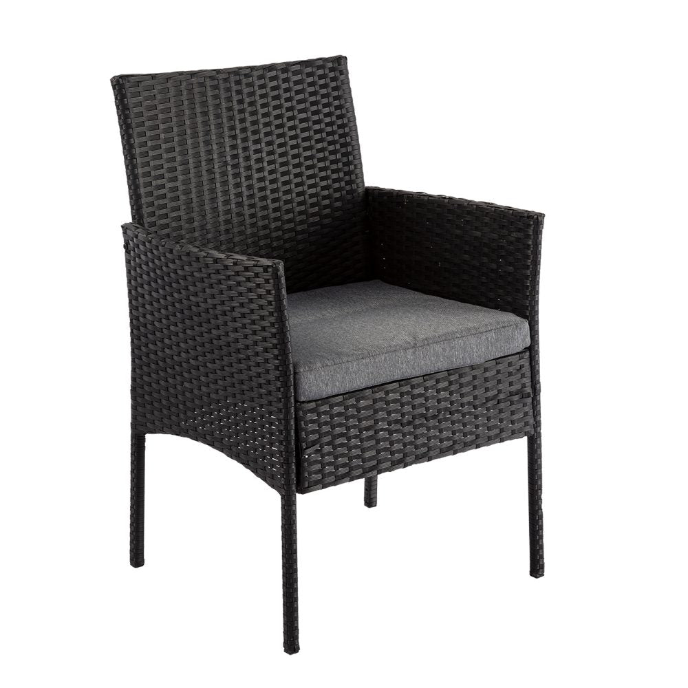 Prahran Minimalist Black Wicker 6 Seater Dining Set